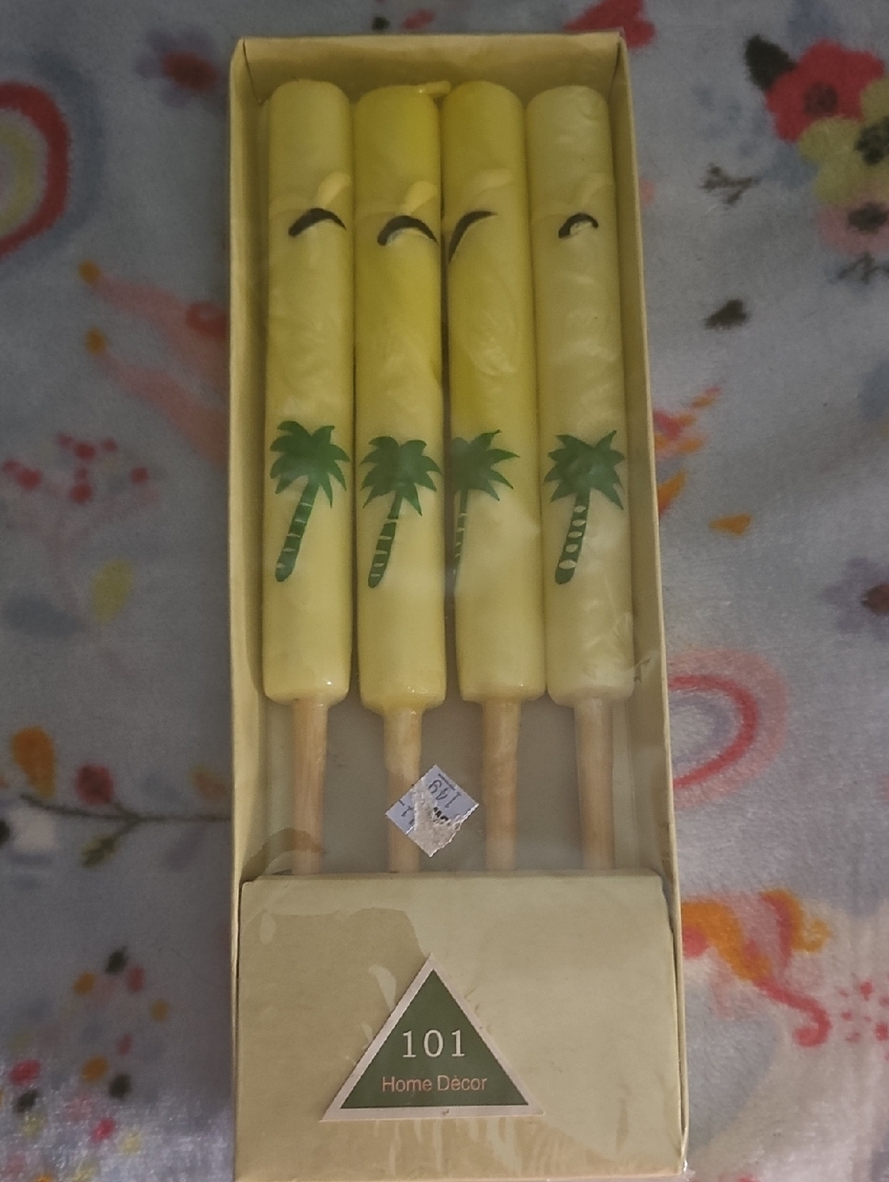 Yellow Palm Tree Candles by - Pack of 4